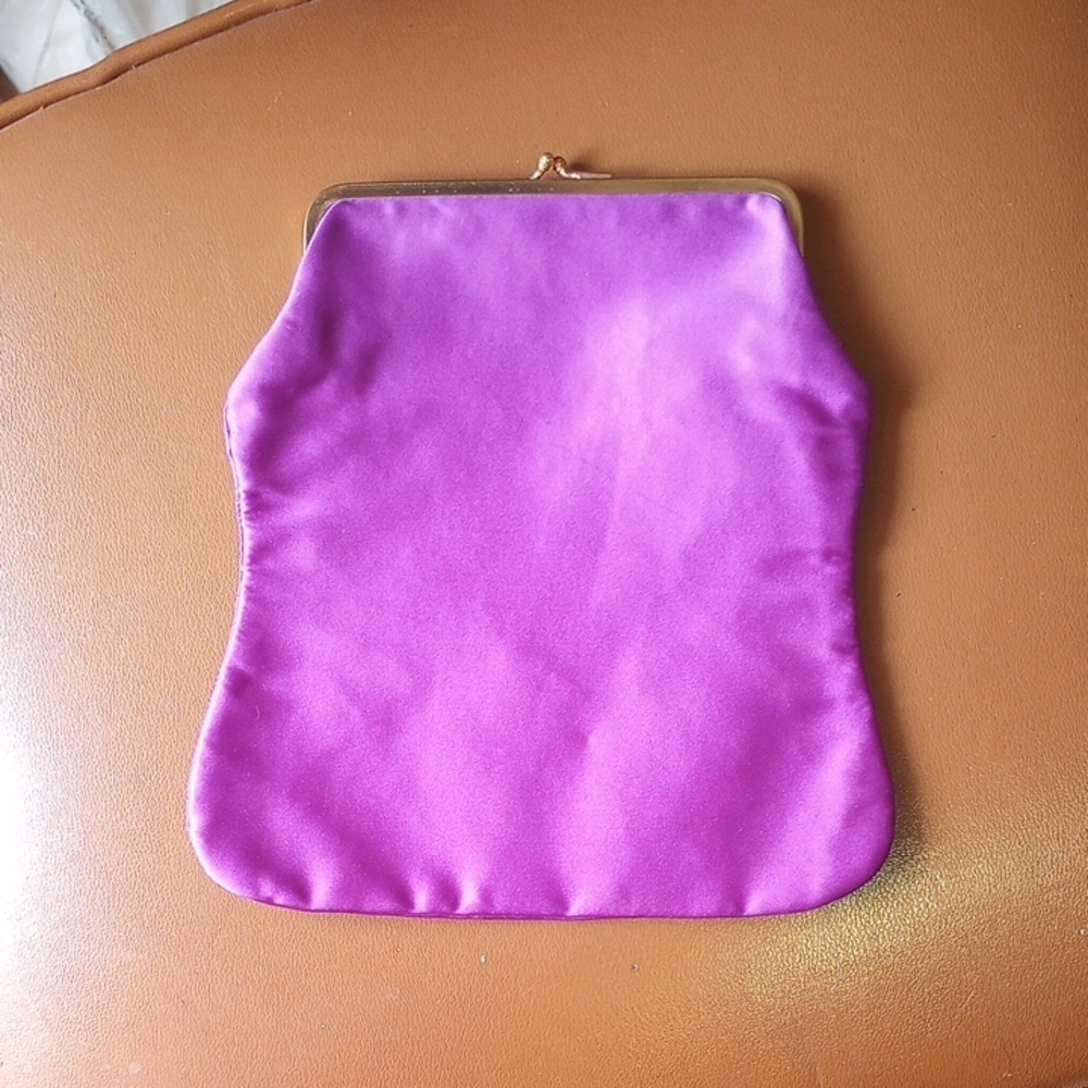 Vintage Purple Fabric Clutch Purse, Gold Hardware